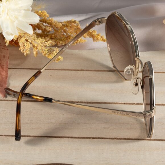 Michael Kors Women's Porto 57 Sunglasses, MK1072 Light Gold-Tone - Picture 7 of 11